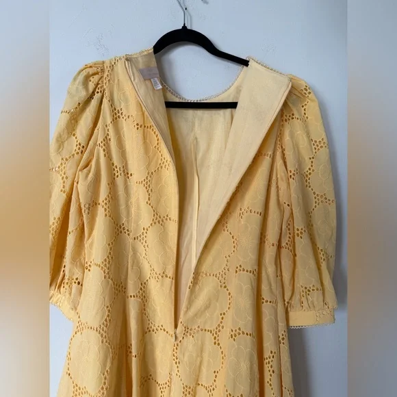 Rachel Parcell Buttercup Puff Sleeve Eyelet Fit & Flare Dress 100% Cotton - Picture 13 of 14